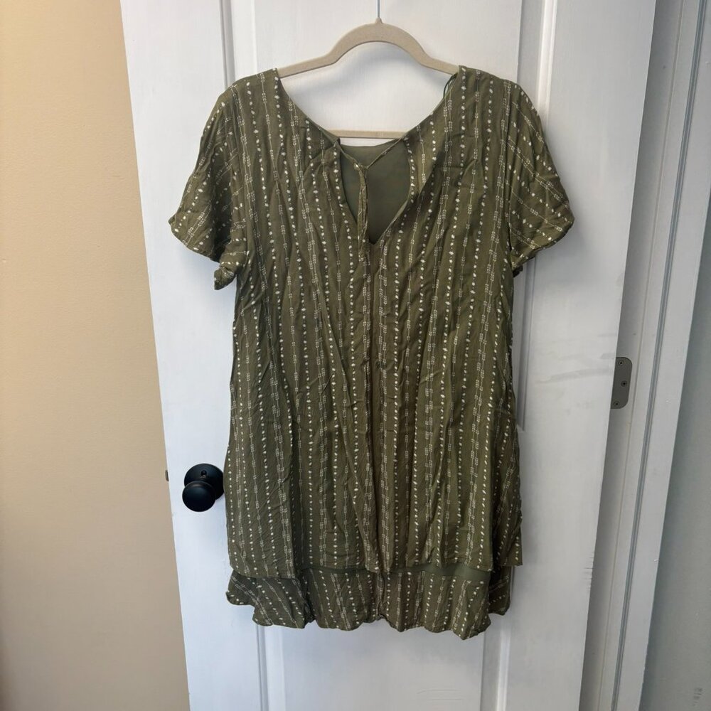 Olive Green francescas pattern tiered t shirt dress - Picture 2 of 2